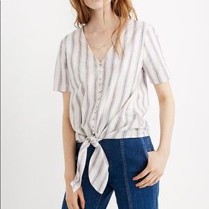 Madewell Agency Tie Front Button Top